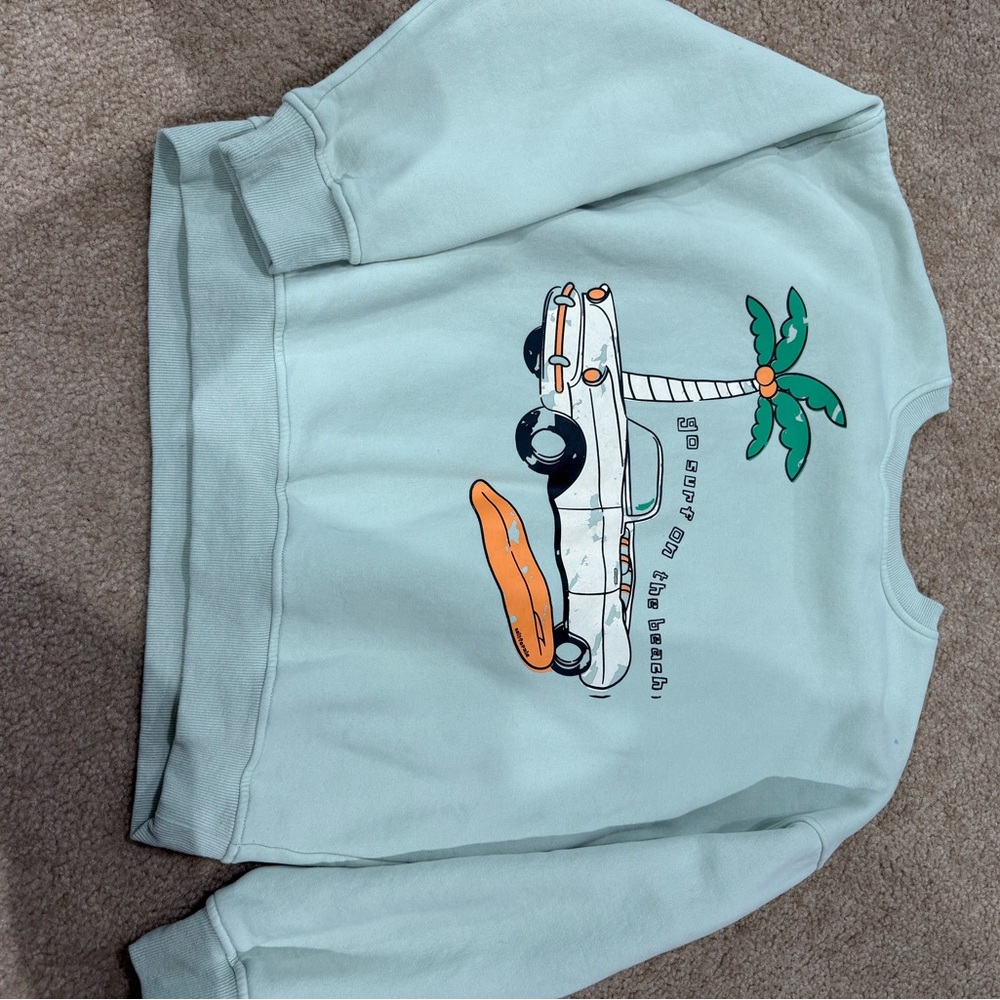 Graphic Crew Neck Sweater - Light Blue